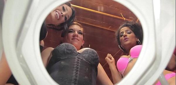  3 crazy femdommes redhead busty elena de luca, Goddess tangent hugt tits  and huge ass Bossy delilah smoke and take turns pissing on your face pov